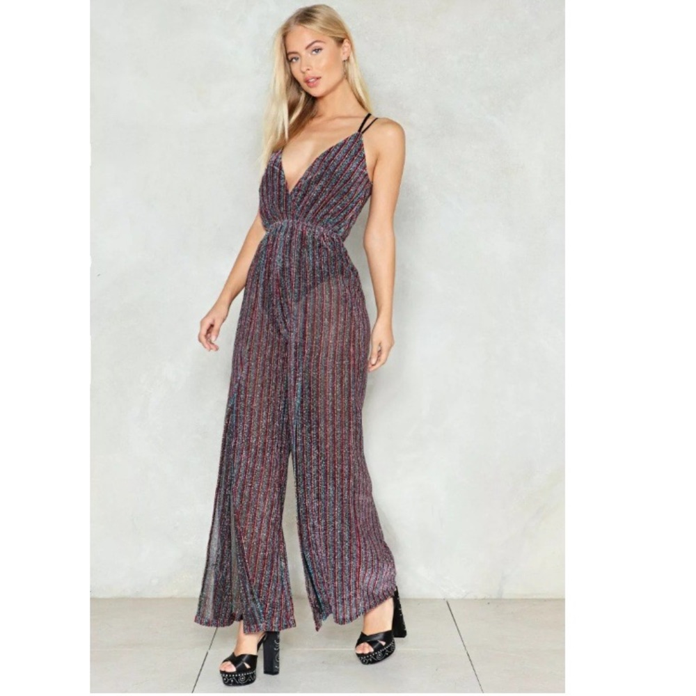 Nastygal metallic rainbow jumpsuit